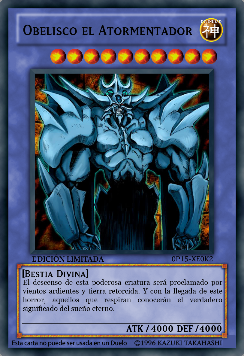 Cartas Coleccionables Baraja Yu-Gi-Oh Dioses Egipcios | Obelisco El  Atormentador | 40 Cartas | Incluye 5 Nuevas Yugioh Deck, image size:813x1185