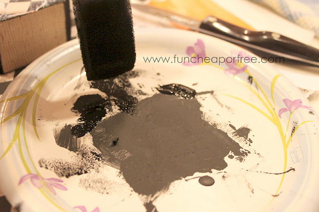 Black paint on a paper plate, from Fun Cheap or Free