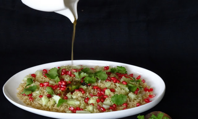 Quinoa salad with cucumber and pomegranate