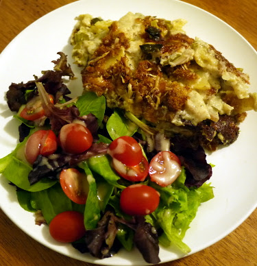 baby leek and potato gratin with green salad