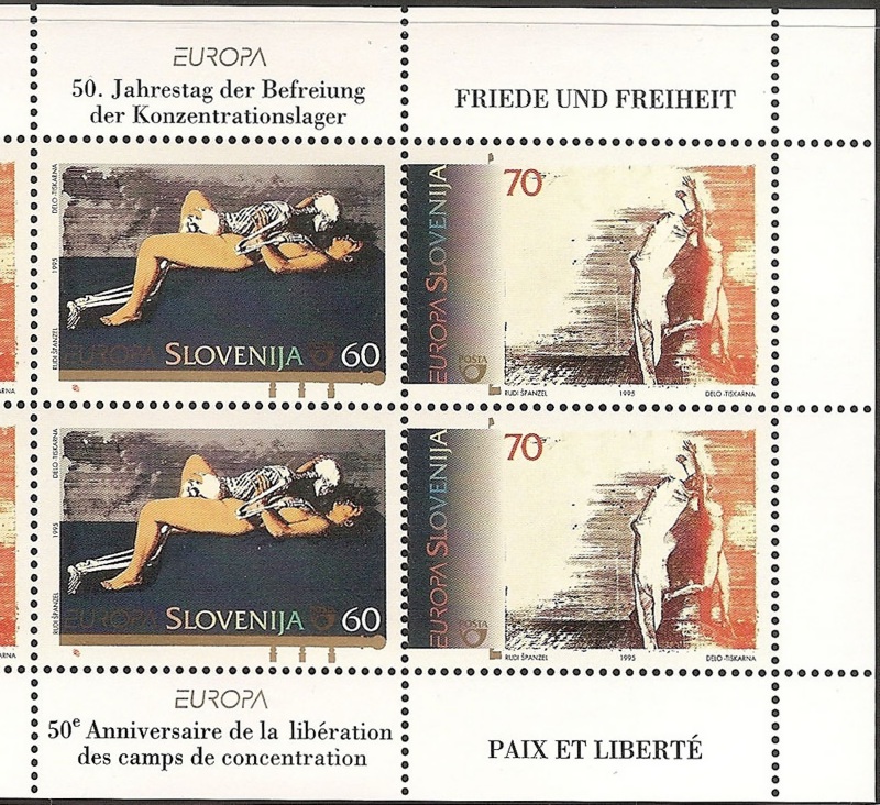 Slovenske frimærker fra 1995, i anledning af 50-års dagen for befrielsen fra de nazityske KZ lejre