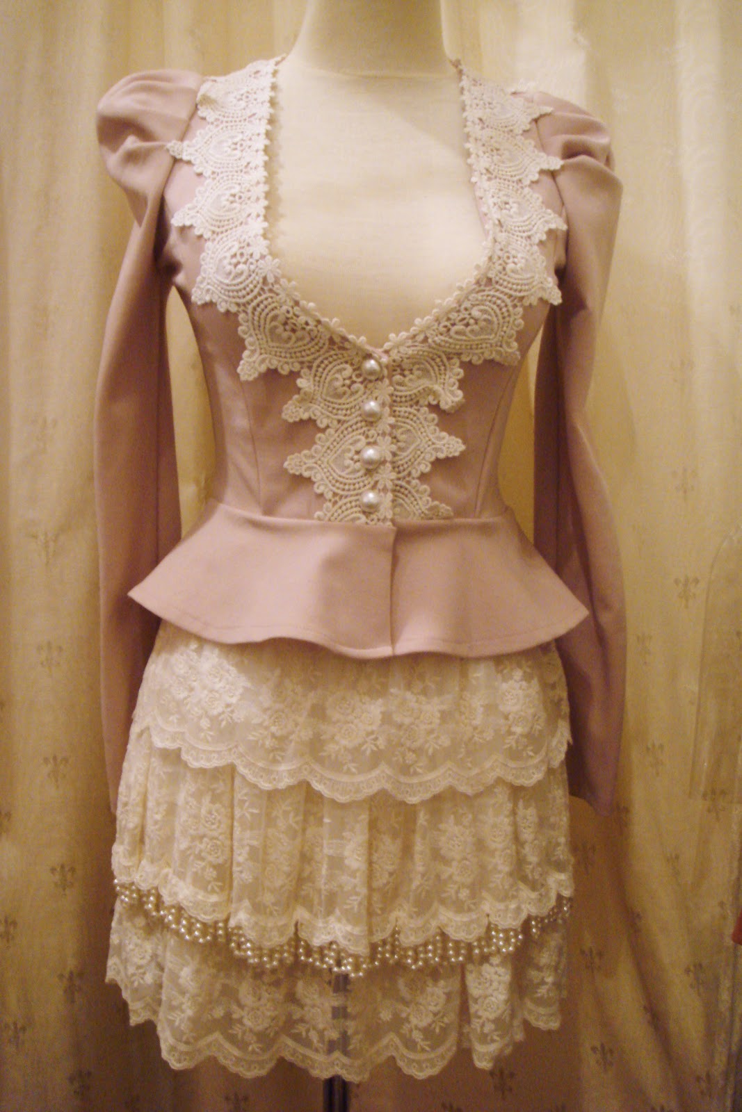 Belle-De-Lis: Victorian Lace Cardigan with Pearl Lace Skirt