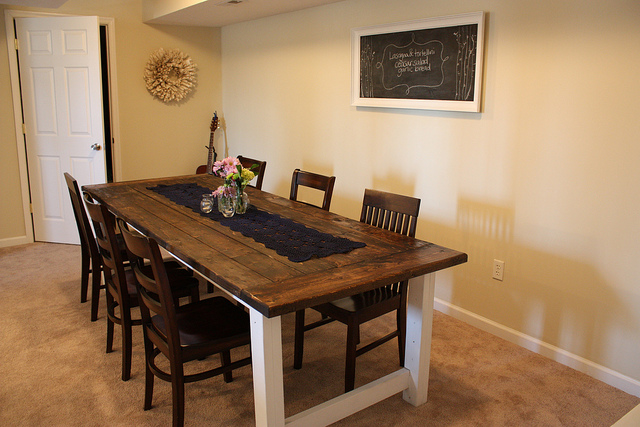Remodelaholic Beautiful Farmhouse Dining Table A Bit About Our Process We Found Basic Plans For Building Similar Table On Diy Extraordinaire Ana White S Website But Changed The Style And