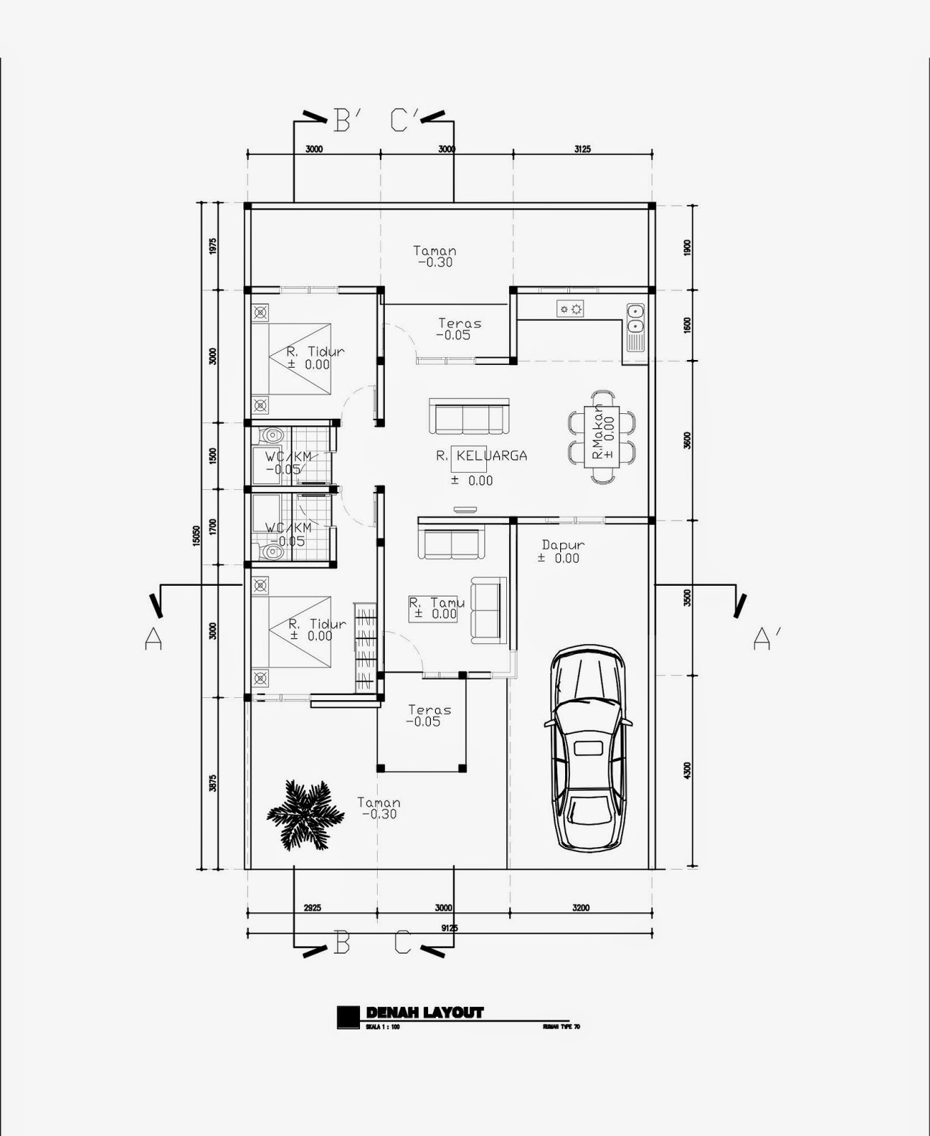 20 Konsep Denah Rumah Luas Tanah 70 M2 Inspirasi Ide dan