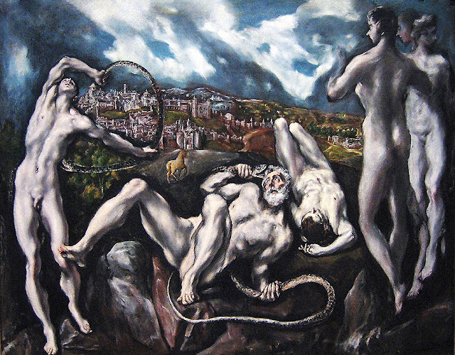 The Laocoön -  by Greek artist and Spanish Renaissance painter Doménikos Theotokópoulos, known as El Greco ,oil painting created 1610 and 1614- at National Galery, Washington