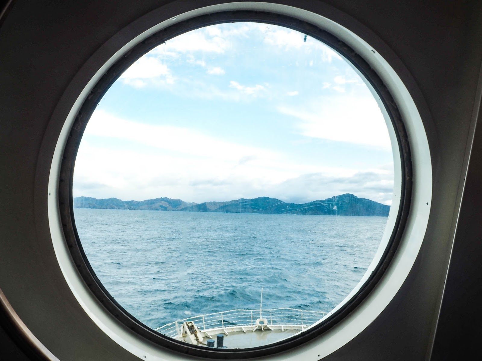 View from porthole on ship