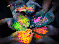 holi ke wallpaper, होली के वॉलपेपर, many stained hands with colors during holi day 2019.