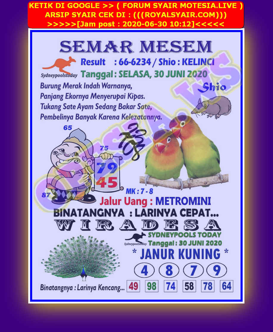 1 New Message Kode Syair Sydney 30 Juni 2020 Forum Syair Togel Hongkong Singapura Sydney