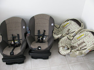 free car seats from a free car seat assistance program in the state of Indiana thanks to the local fire department alongside the infant car seats they replaced