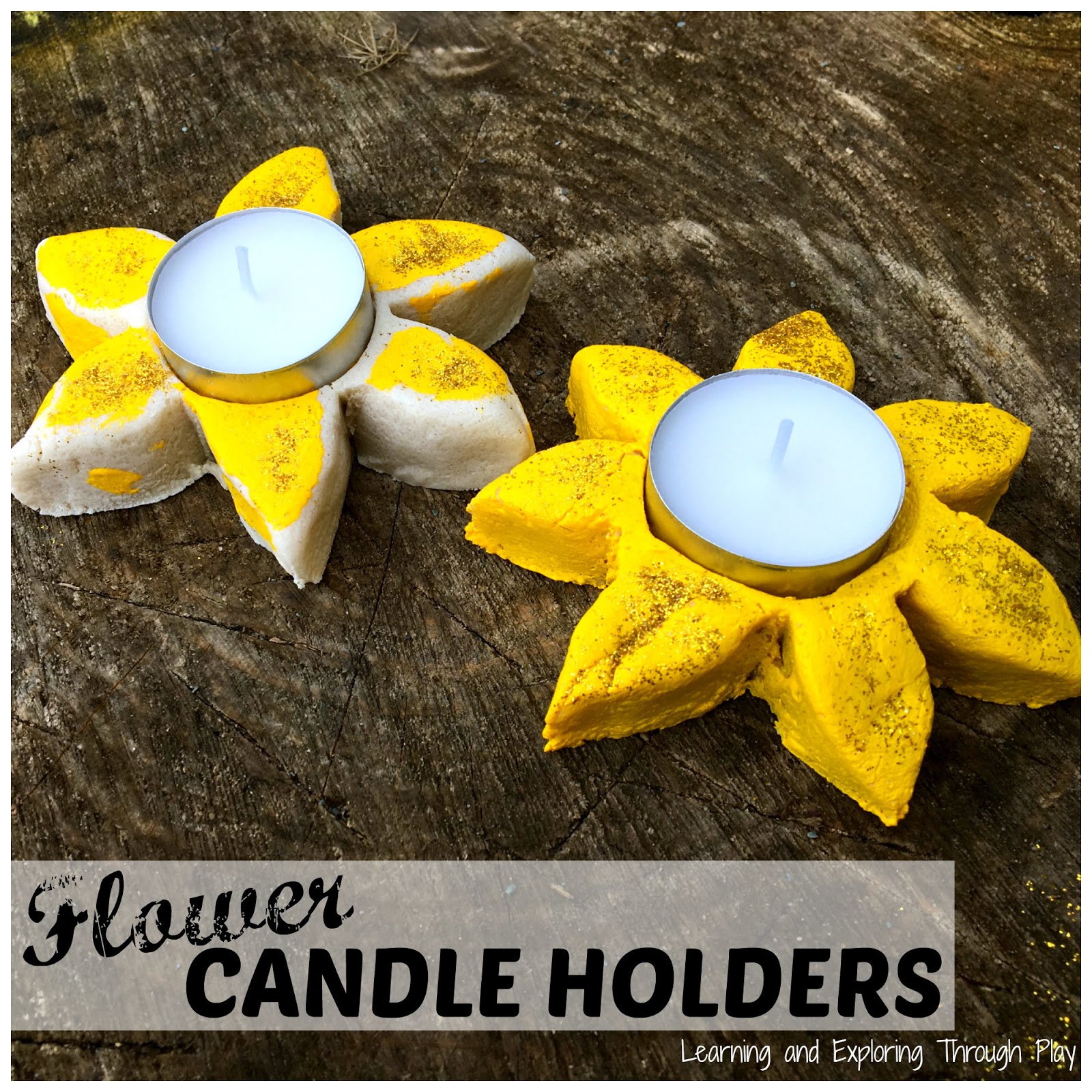 Learning and Exploring Through Play Flower Candle Holder Salt Dough