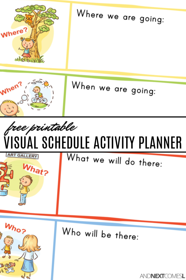 Free printable visual schedule planner for kids to plan out activities and events