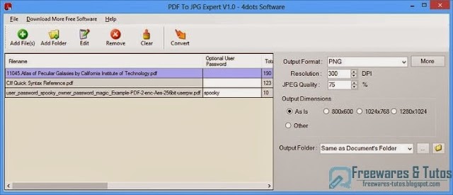 PDF To JPG Expert : un logiciel gratuit pour convertir des fichiers PDF en images en mode batch