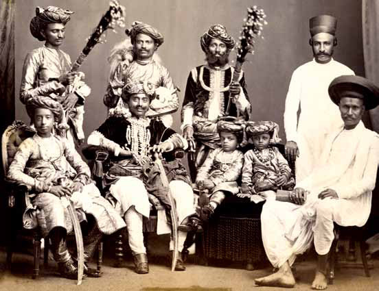 Maharaja Gambhir Singhjee of Rajpipla with family and Court officials (1900) | Indian Royal Child Portraits | Rare & Old Vintage Portraits