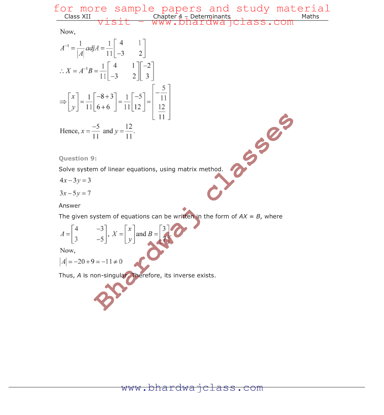 Class 12 Maths NCERT Solution Chapter 4 Class 12 Maths NCERT Solution Chapter 4