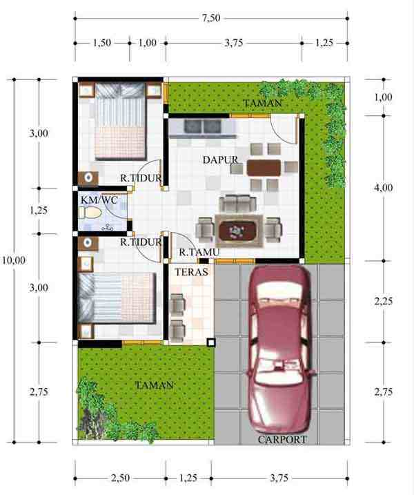 25+ Desain & Denah Rumah Minimalis Sederhana Type 21 — DYP.im