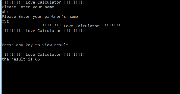 Love Calculator Program in C | Love Meter | Love Percentage