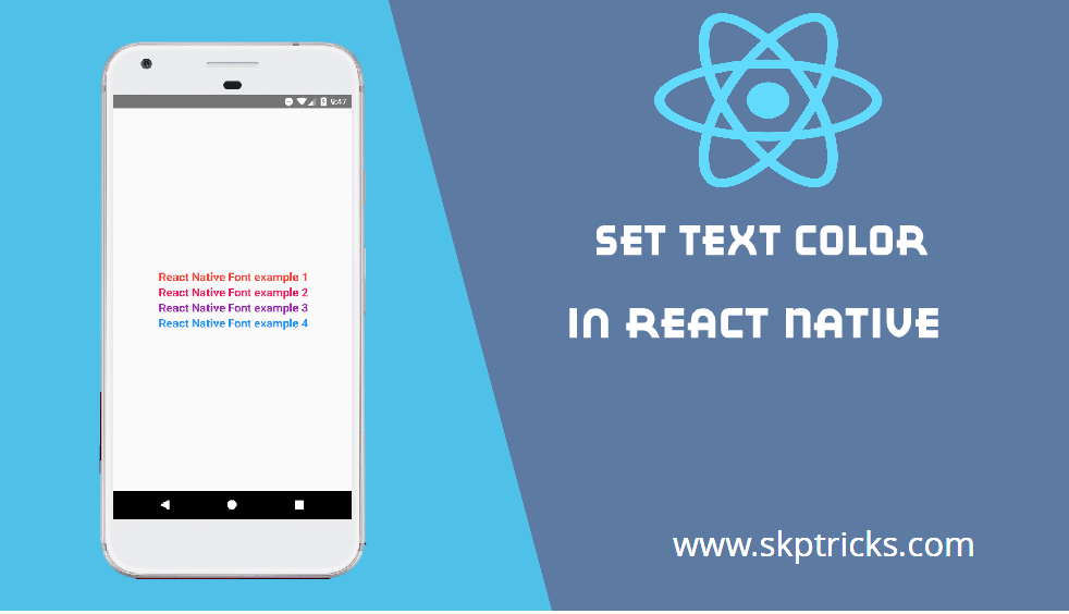 React Native set text color sẽ giúp bạn tạo ra văn bản nổi bật hơn và thú vị hơn trong ứng dụng của mình. Với việc áp dụng tính năng này, bạn có thể tùy chỉnh màu sắc của chữ để phù hợp với phong cách của ứng dụng. Hãy click để xem hình ảnh liên quan đến từ khóa này.