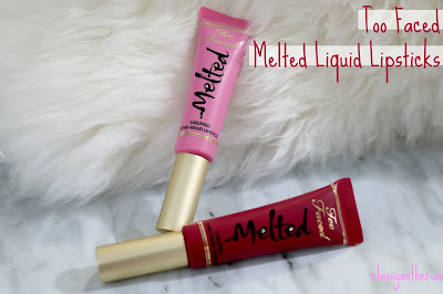 Too Faced Melted Liquid Lipsticks Marshmallow swatch Ruby swatch