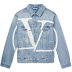 VALENTINO Distressed Logo-Print Denim Jacket