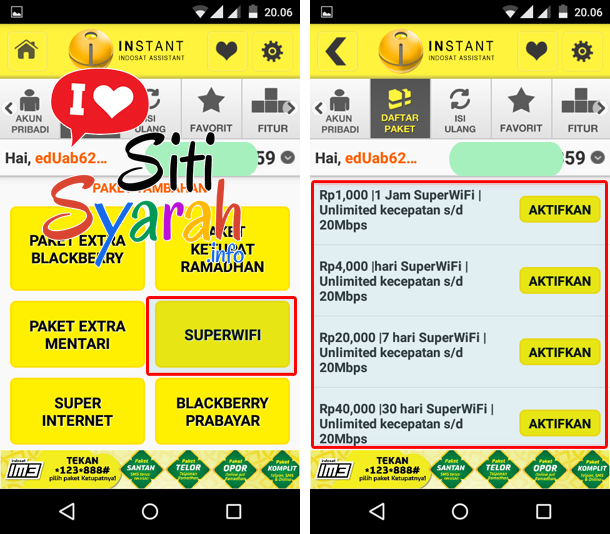 cara gunakan kuota superwifi indosat