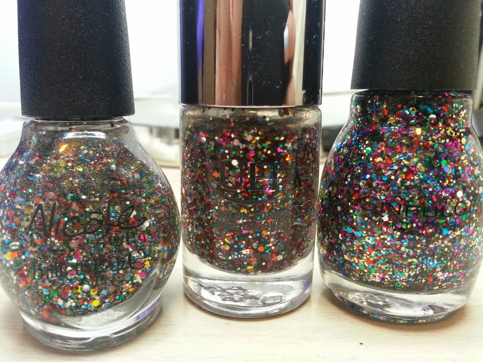 Fueled by Polish Comparison Glitter bomb polishes