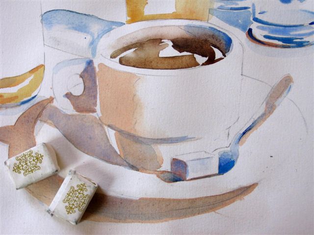 Watercolor of a cup of coffee