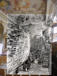 Books stored in BIS's chapel during the war