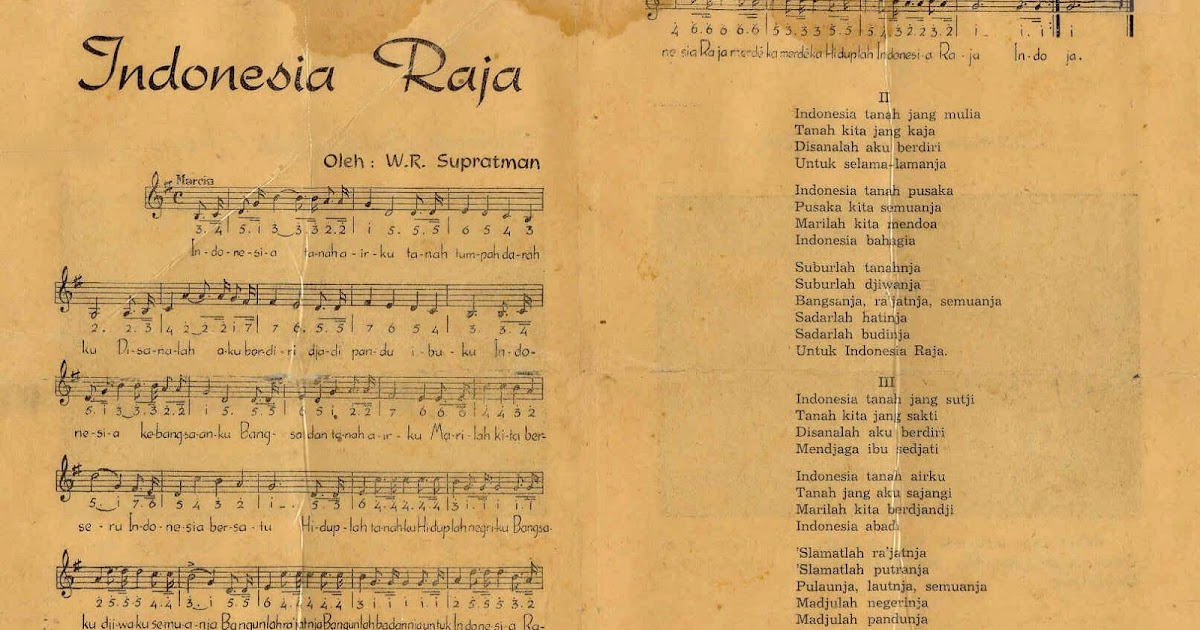 LAGU INDONESIA RAYA LIRIK DAN PARTITUR ASLI
