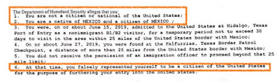 Notice to Appear dated June 29, 2019. The Department of Homeland Security alleges that you are not a citizen of the US and that you falsely represented yourself to be a citizen of the US.