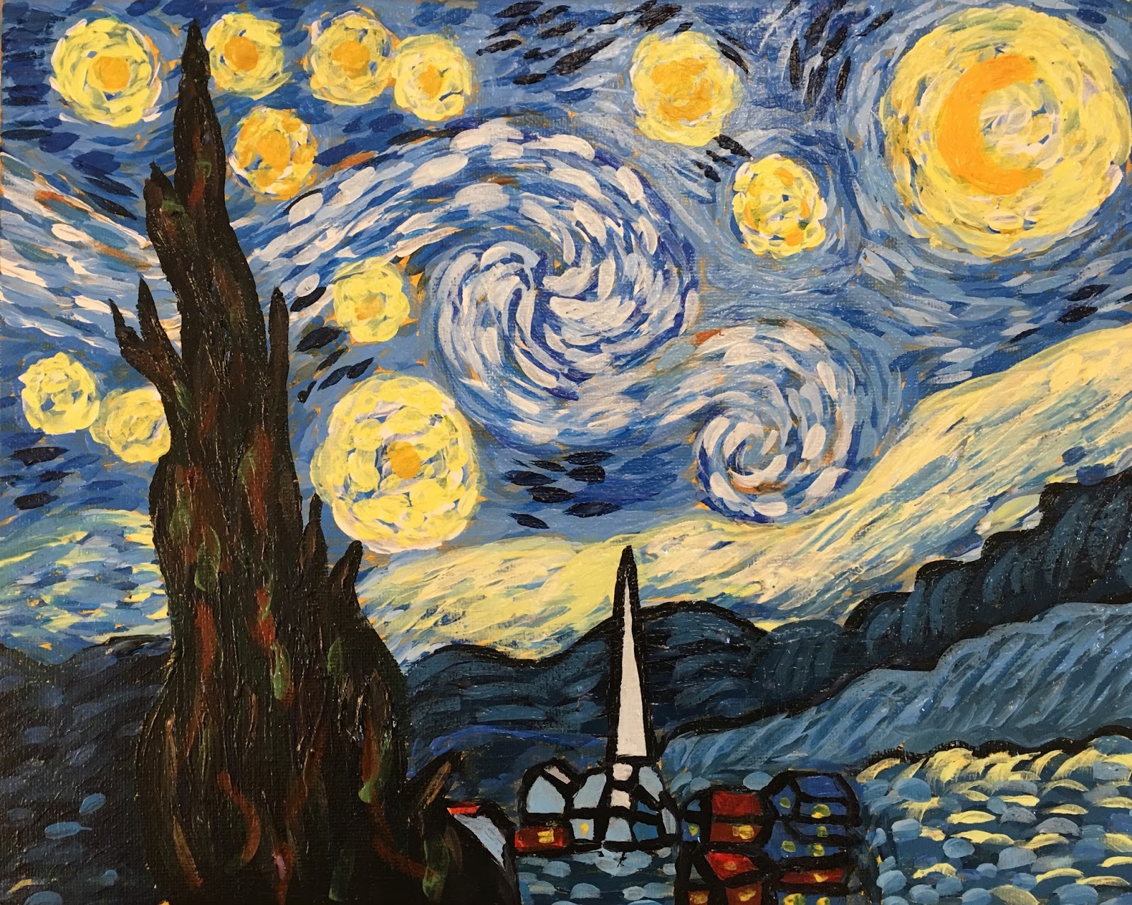 Art Room Britt: Van Gogh 'Starry Night' in Acrylic and Texture Paste (Adult  Class)
