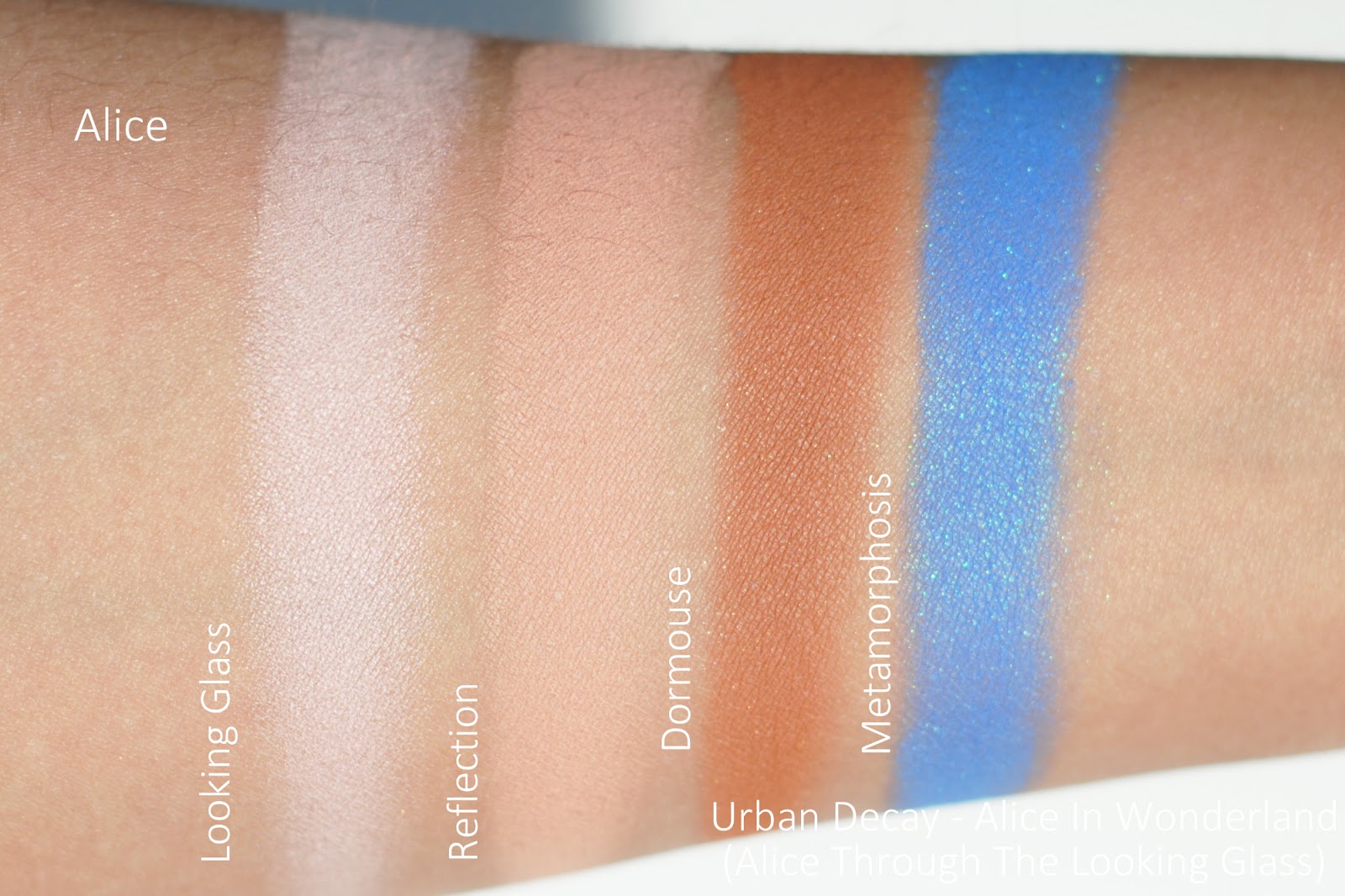 urban decay alice in wonderland alice through the looking glass swatches