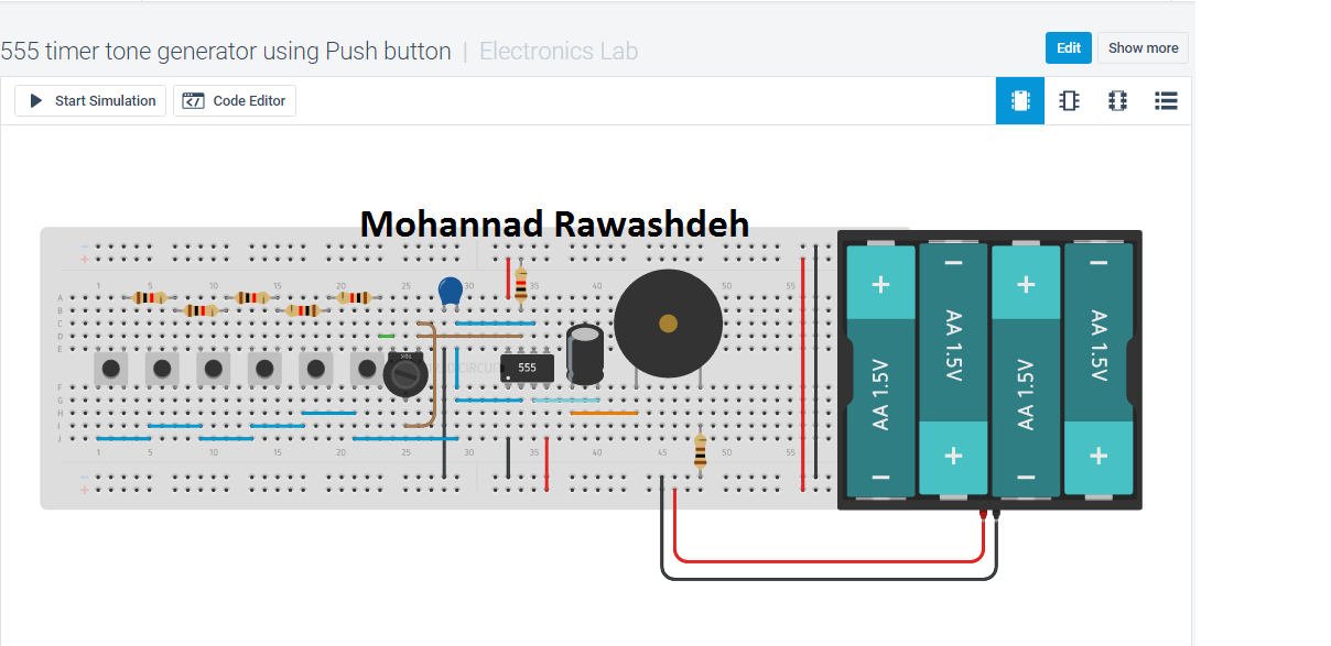 555 timer tone generator using Push button M.B Raw