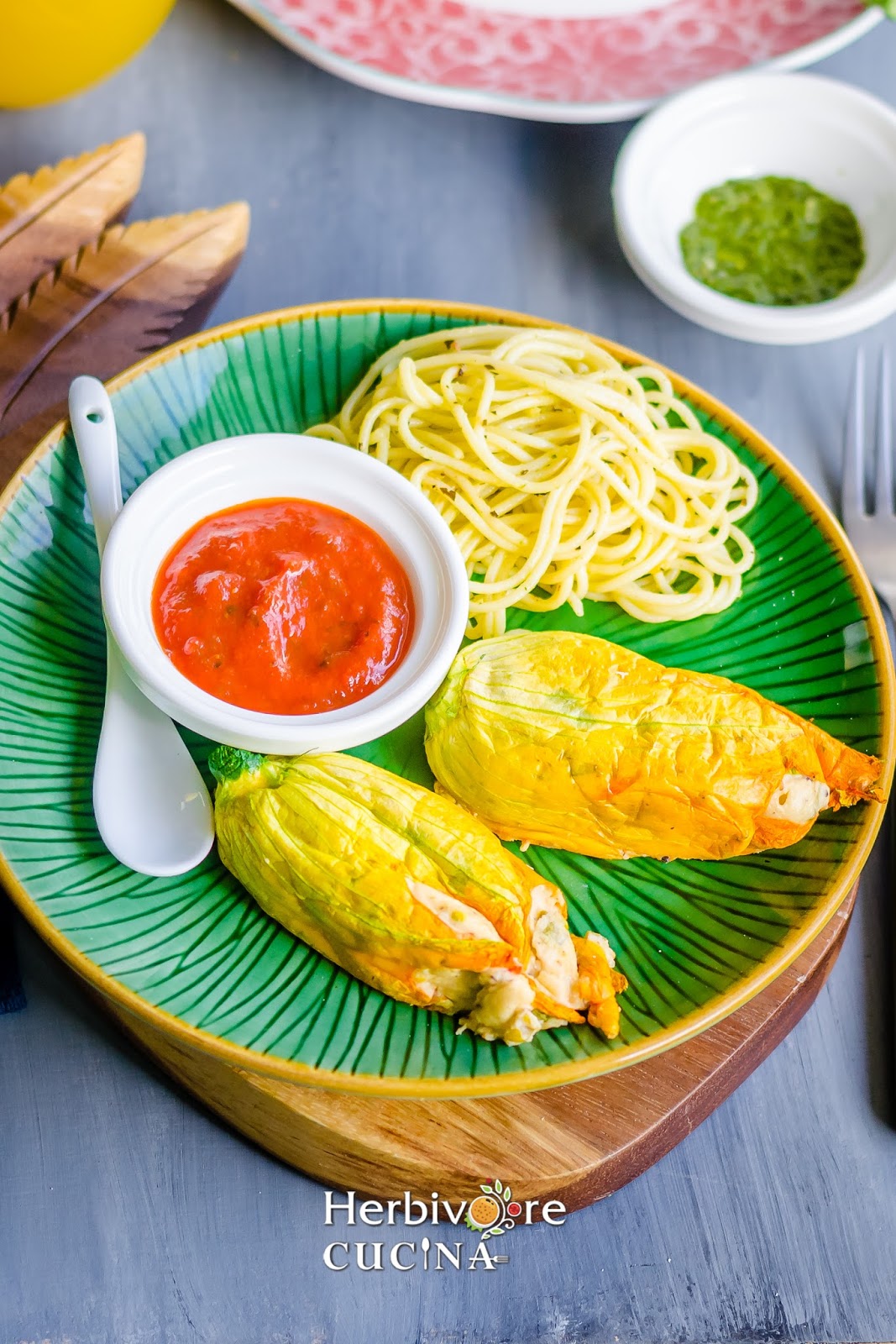 Herbivore Cucina Stuffed Baked (Not Fried) Zucchini Blossoms