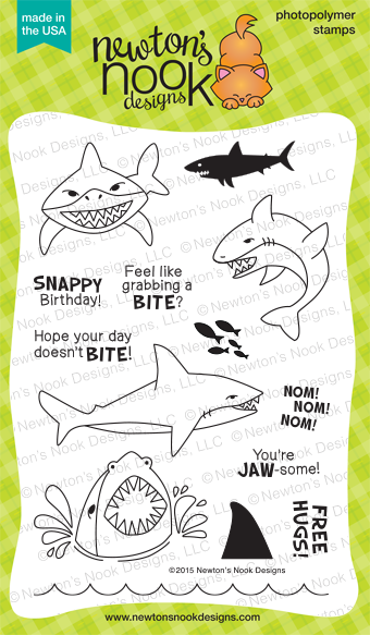 Shark Bites | 4x6 photopolymer shark themed stamp set by Newton's Nook Designs