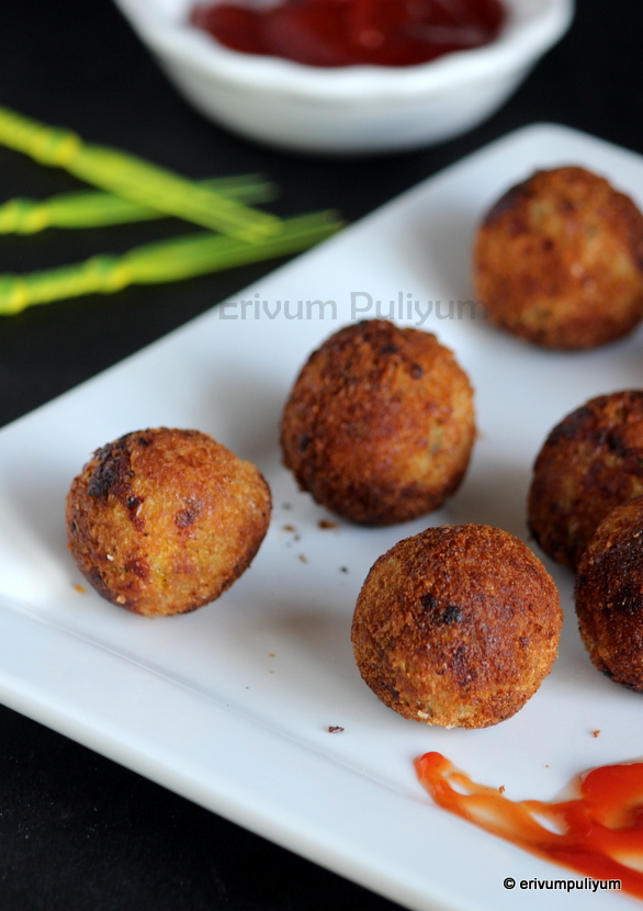 Erivum Puliyum Cheese Corn Balls (Less Oil) Appetizers