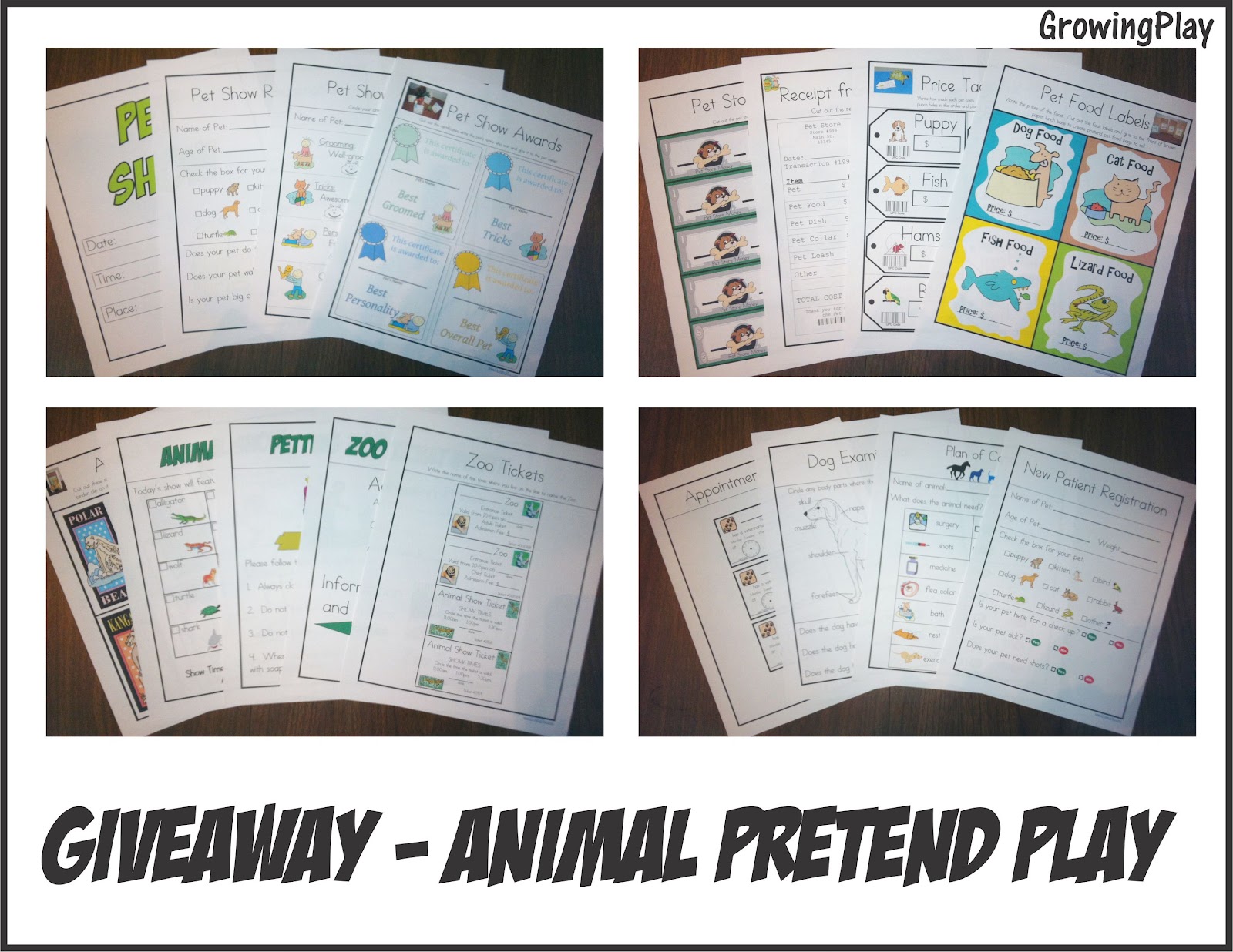 Growing Play: Giveaway - Pretend Play Animal Packet