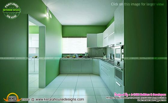 Green color kitchen