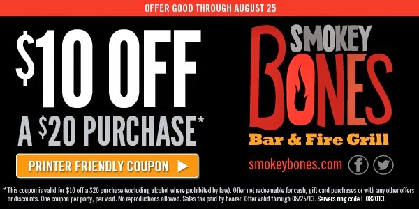 Free Printable Coupons Smokey Bones Coupons