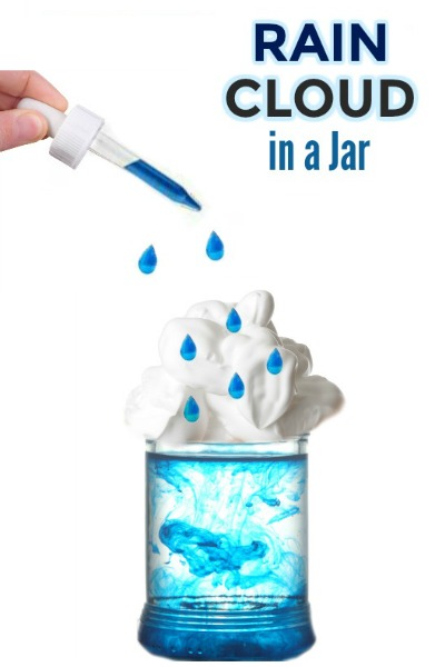 FUN KID SCIENCE: Make a rain cloud in a jar. Great for all ages! #raincloudexperiment #scienceforkids #weatheractivitiesforkids #springscience #raincloudinajar