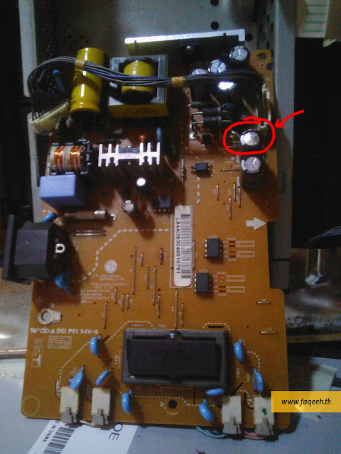 Mengganti elco regulator LCD LG Flatron L1753S yang rusak