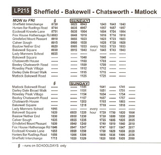 bus sheffield timetables timetable bakewell sundays only peak walking matlock route far current going different much services some