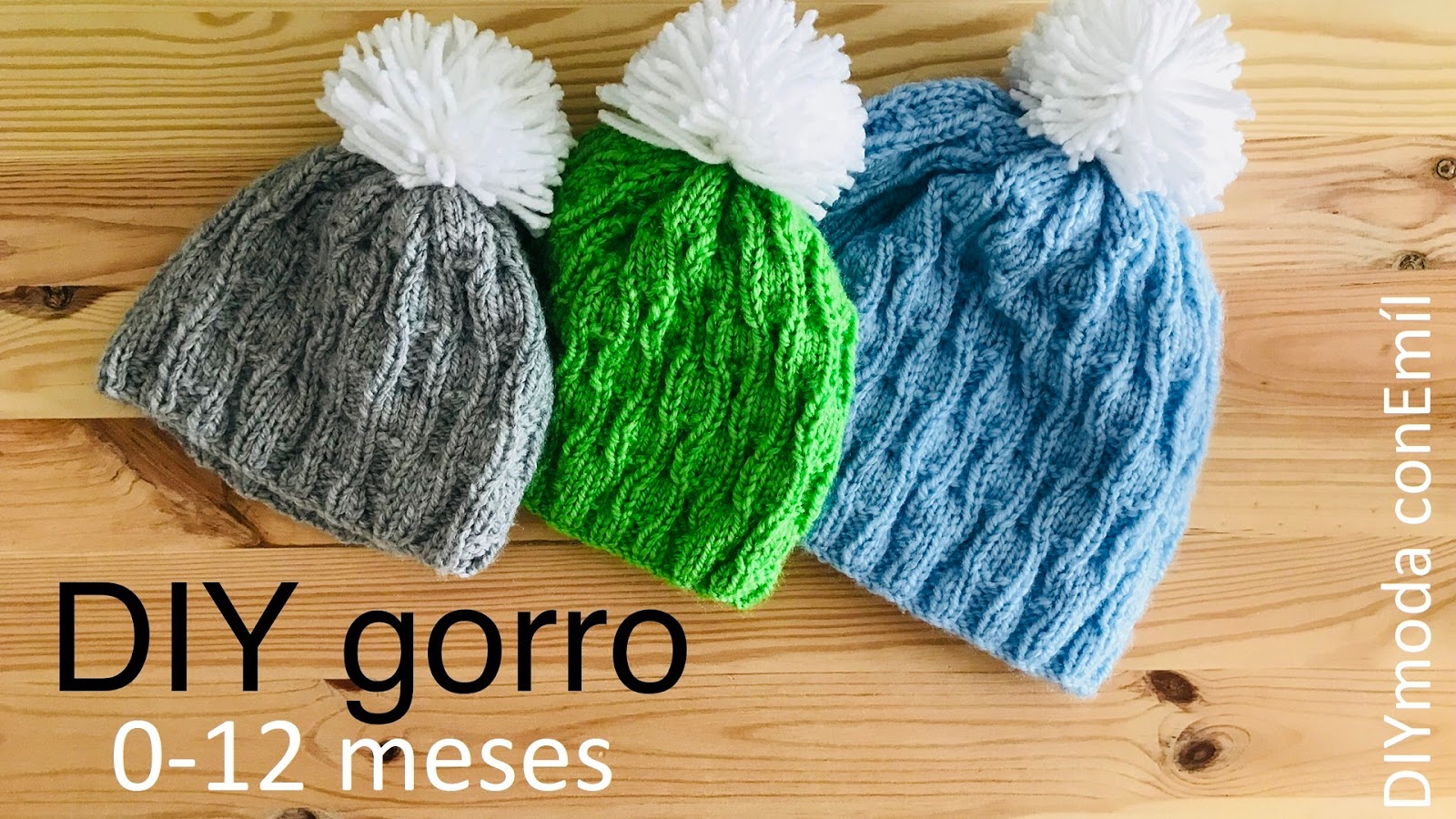 moda con Emíl: Gorro de bebés de 0-12 meses tejido a dos agujas