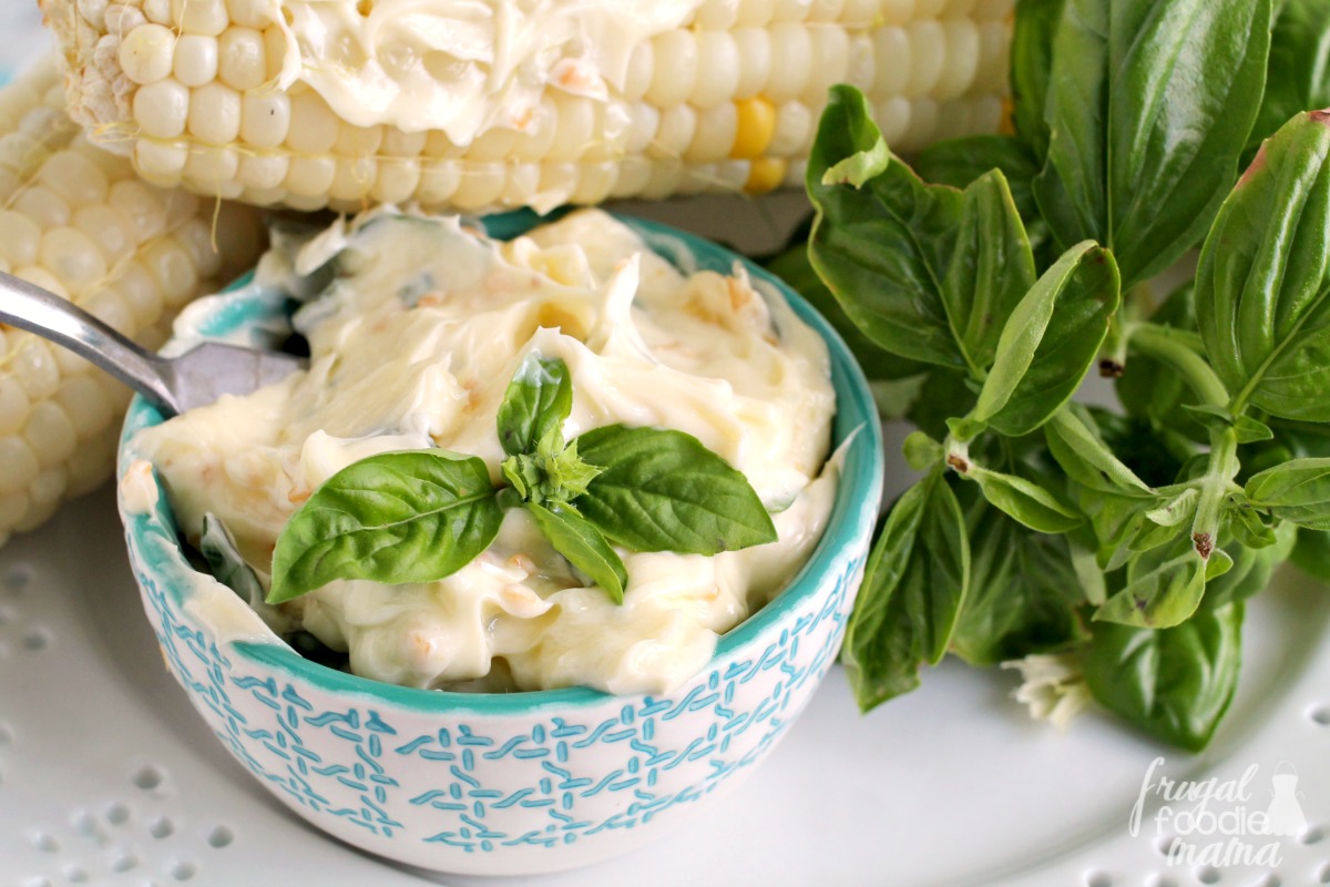 Frugal Foodie Mama Whipped Basil Garlic Butter