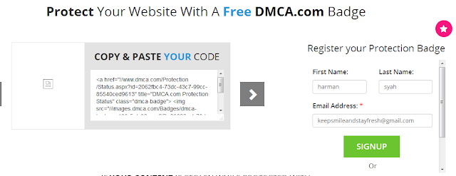 Cara Daftar dan Memasang DMCA Protected di Blog