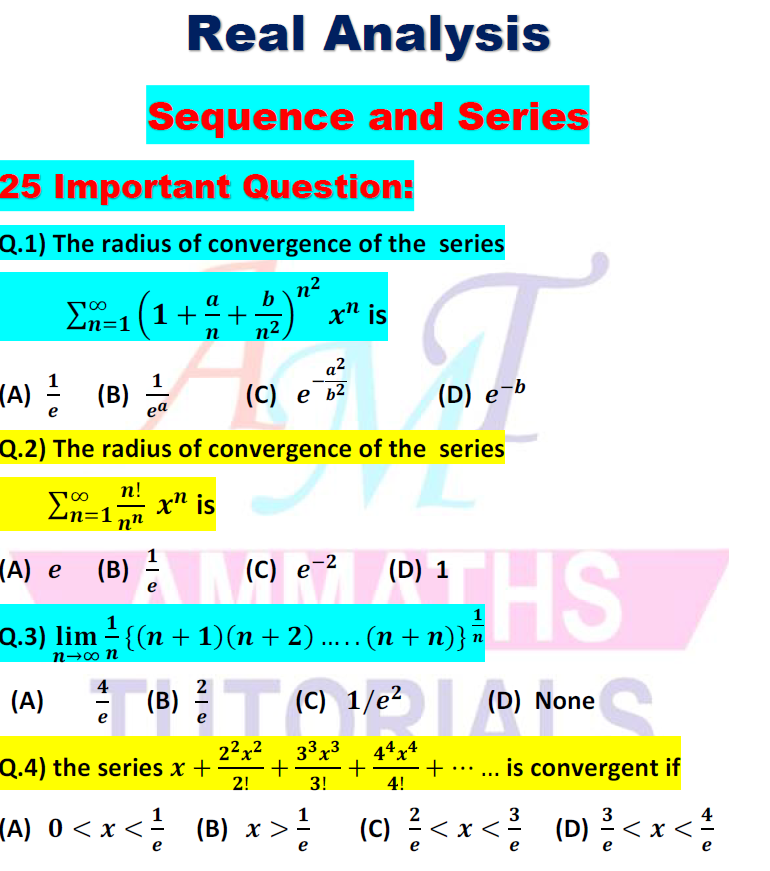 Sequence And Series Questions And Solutions