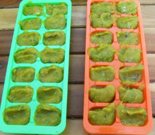 Cubos congelados de legumes anti-coprofagia