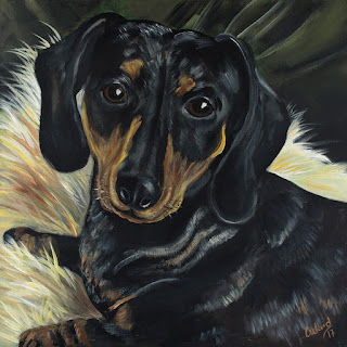 Acrylic painting of dachsund by Chrystine Westphal