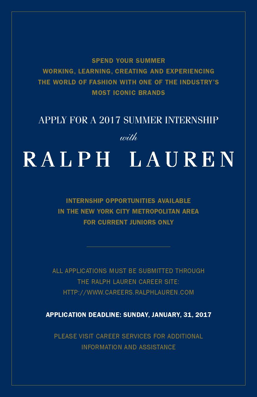 URI CBA Internship/Job Information Summer 2017 Internship Ralph Lauren
