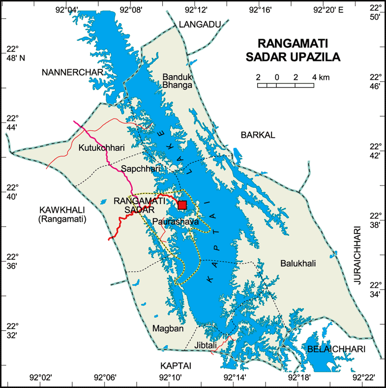Rangamati Sadar Upazila Map Rangamati District Bangladesh