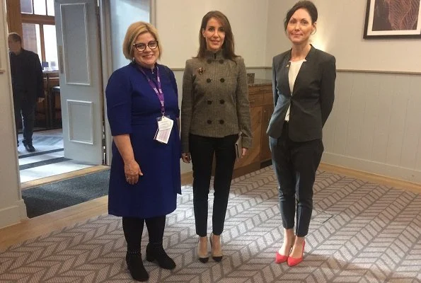 Princess Marie is wearing her Giorgio Armani beige wool button front fashion jacket at the Scottish Autism 50th Anniversary Conference in Glasgow